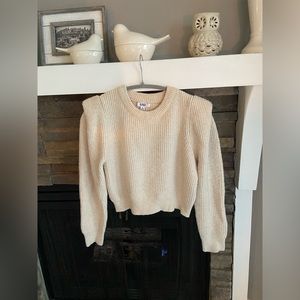 BB Dakota by Steve Madden, Future Nostalgia Cropped Puff Sleeve Sweater, Small.